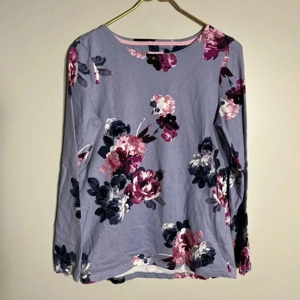 Joules Purple Floral Long Sleeve Shirt Size 10